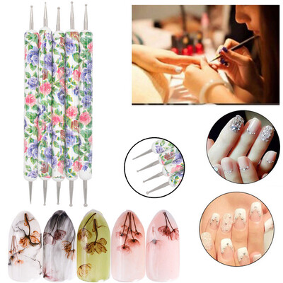 

〖Follure〗5PCS 2WayCrystal Dotting Manicure Tools Painting Dot Pen Nail Art Paint Set New