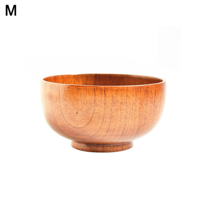 

Japanese Style Solid Wooden Bowl Soup Rice Noodles Food Serving Round Tableware