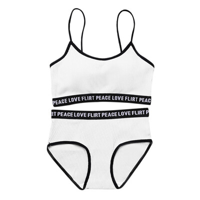 

Women Letter Print Bras Sets Sexy Slim Straps Bra Sets Removable Chest Pad Bralette