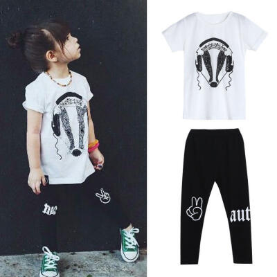 

New Baby Girl Floral Boy Kid Top T Shirt Legging Pants Casual Clothes Outfits Set 2Pcs