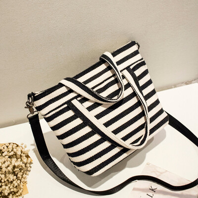 

Tailored Women Handbag Shoulder Bags Tote Canvas Purse Messenger Striped Bag BK