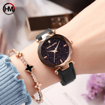 

Womens Watch Japan Quartz Luxury Brand Jewelry Ladies Wrist Watches Simple Star Dial Leather Female Clock Relogio Feminino Xfcs