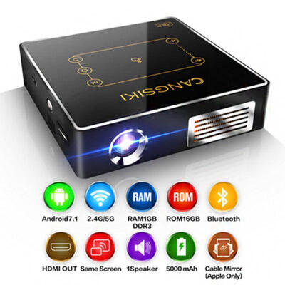 

Portable Mini Home Projector 5000mAh Battery 150 ANSI Lumens HD Playback Projectors
