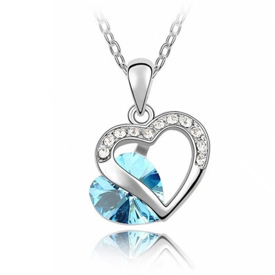 

HHYDE 9 Colors Fashion Crystal Pendant Necklaces CZ Heart Chains Necklaces Women Jewelry Coeur Necklaces