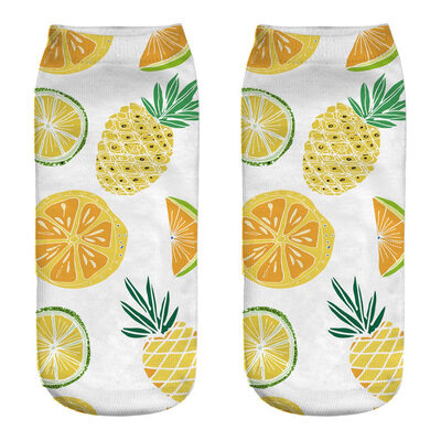 

Summer Women Low Cut Ankle Socks Funny Pineapple 3D Printing Kawaii Socks Cotton Hosiery Printed Socks
