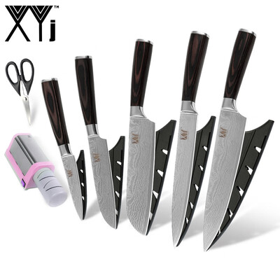 

XYj Stainless Steel Kitchen Knife Cooking Tools 8 inch Knife Holder Sharpener Bar Chef Slicing Santoku Utility Fruit Knife