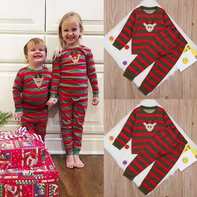 

New Christmas Kids Baby Girl Long Sleeve Clothes Cute Xmas Elk Top Pants Outfit Set