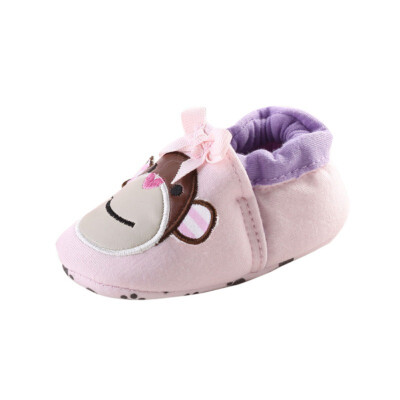 

Baby Girls Shoes Infant Toddler Crib Baby First Walkers Cartoon Monkey Shoes Soft Soled Anti-Slip Shoes