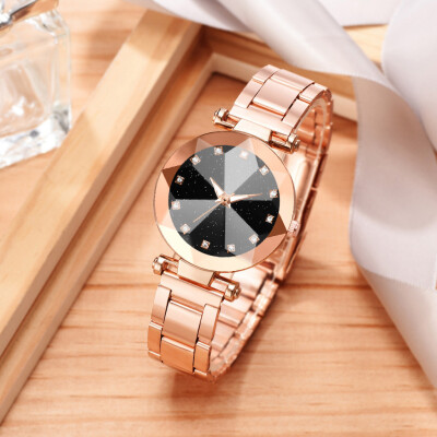 

RM Ladie Steel Belt Star Sky Dial Quartz Watch Fashion Simple Cool MultiAngle Raise