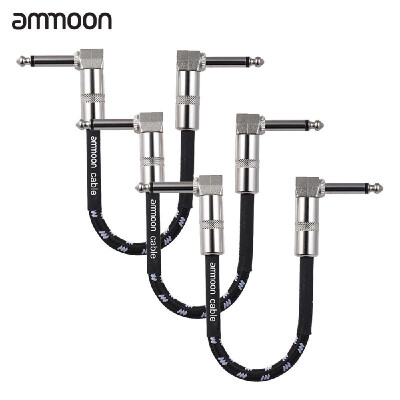 

ammoon 6-Pack Guitar Effect Pedal Instrument Patch Cable 15cm 05ft Long with 14 Inch 635mm Silver Right Angle Plug Black Whi