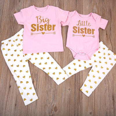 

Newborn Baby Little Sister Romper Big Sister T-shirtLong Pants Clothes Outfits