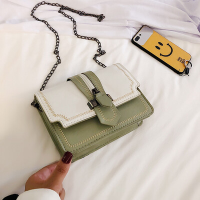 

Korean version of the fashion embroidery line hit color wild chain bag female 2019 new small fresh&simple temperament shoulder Messenger bag