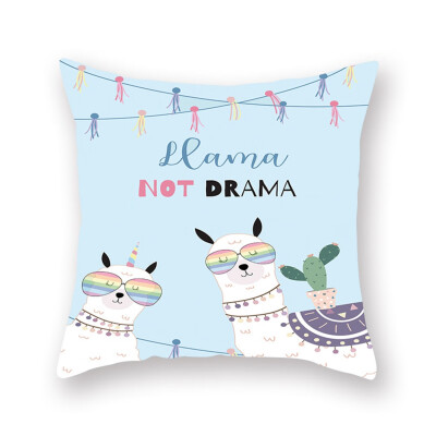 

1pcs Cute Cartoon Alpaca Digital Printing Car Office Peach Skin Pillowcase