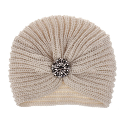 

Tailored Women Ladies Solid Color Rhinestone Knited Headgear Beanie Tail Hat Cap