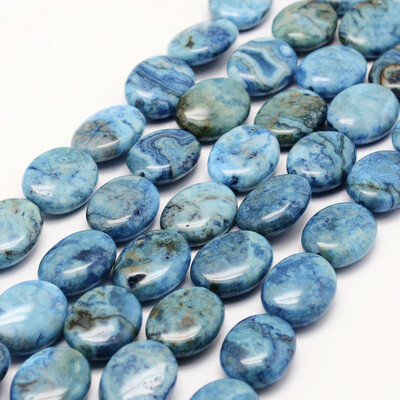 

Natural Crazy Agate Beads Strands Flat Oval Dyed DarkTurquoise 18x13x556mm Hole 1mm about 22pcsstrand 153"39cm