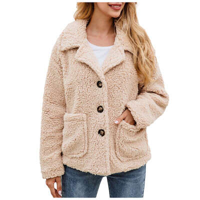 

Toponeto Women Pockets Button Flannel Long Sleeve Sweatshirt Pullover Coat Outwear