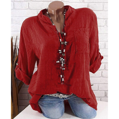 

Starmoon Womens Casual Solid V-Neck Baggy T-shirt Tees Blouse Tops Plus Size Pockets