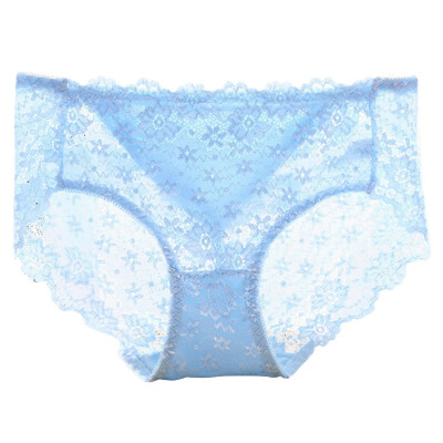 

Fashion Sexy Lace Panties Feminine Solid Color Soft Breathable Underwear Translucent Seamless Mid Waist Briefs