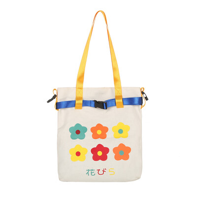 

Korean small fresh-and-fresh young girl small&fresh-fresh flowers&light-colored canvas bag for literary&artistic st