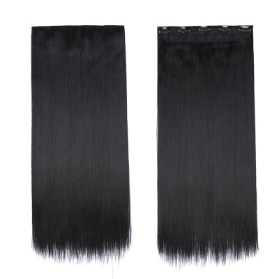 

Synthetic Fiber Clips in on Hair Extension 34 Full Head One Piece 5 Clips Long Silky Straight Curly Wavy