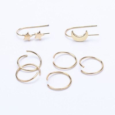 

7 Pcs Set European & American Fashion Jewelry Earring Set for Women Round Moon Star Earings Personality Party Jewelry EK144