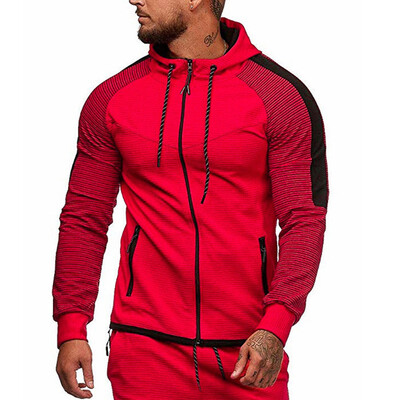 

Toponeto Men Autumn Long Sleeve Patchwork Hoodie Hooded Sweatshirt Top Tee Outwear Blouse