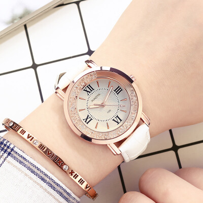 

Watch female Korean version of simple fashion waterproof high school student belt luminous rhinestone cute fashion watch quartz wa