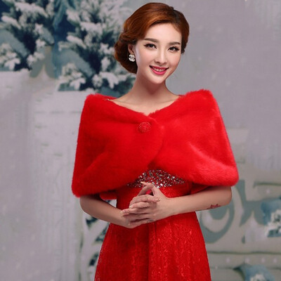 

Red And White New Faux Fur Shawl Wedding Shawl Autumn And Winter Dress Cheongsam Bridesmaid Wedding Bride Shawl