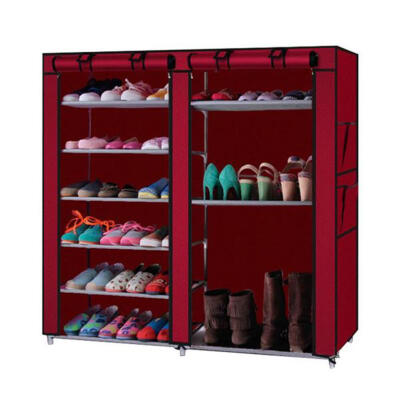 

Double Rows 9 Lattices Combination Style Shoe Cabinet Rack Stand Wine Red