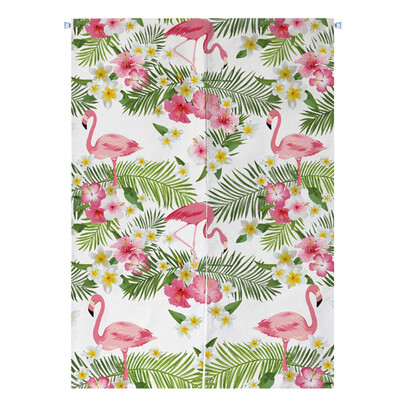 

Nordic Style flamingo KitchenDoor Curtains Curtains For Living Room Cafe Cotton Linen Half Open Door Valance Short Curtains