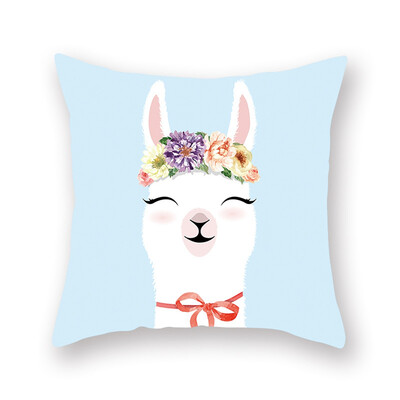 

1pcs Cute Cartoon Alpaca Digital Printing Car Office Peach Skin Pillowcase