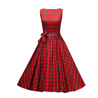 

Womens Red Checked A-Line Dresses