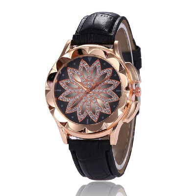 

Women Rhinestone Watches Lady Diamond Dress Watch Leather Band Big Dial Wristwatch Crystal Watch
