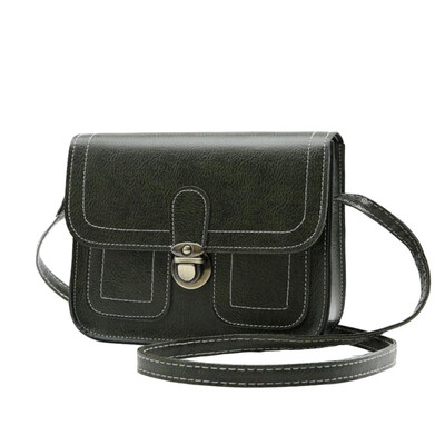 

Vintage Women Solid Color Lock Faux Leather Crossbody Shoulder Messenger Bag