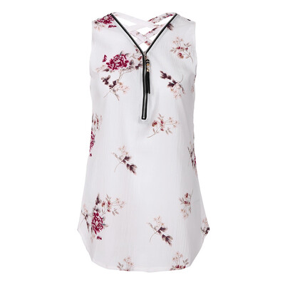 

Nomeni Women Zipper Sleeveless Casual Vest Top Blouse Ladies Summer Loose T Shirts Top