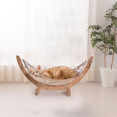 

Gobestart Wood Cat Hammock Soft Plush Cat Bed Attractive And Sturdy Perch
