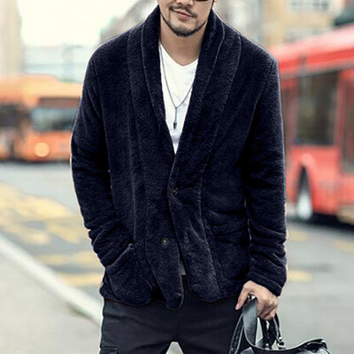 

Mens Casual Plus Size Overcoat Warm Button Autumn Winter Cardigan Thick Coats