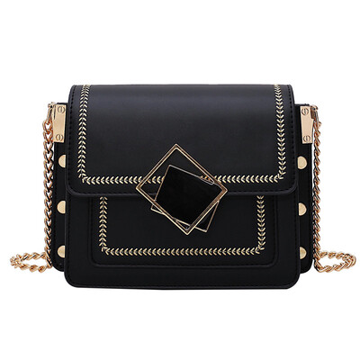 

Lingge chain small bag female 2019 new wild fashion semi-circle saddle bag ins super fire shoulder Messenger bag