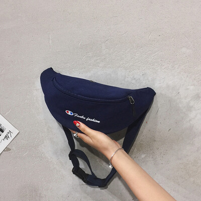 

Ins super fire chest bag female 2019 new Korean version of the wild casual canvas small bag personality fashion sports pockets