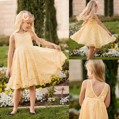 

Princess Baby Girls Party Dress Lace Summer Sleeveless Casual Dress Sundress 2-11Y