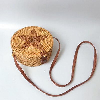 

Tailored Circle Handwoven Bali Round Retro Rattan Straw Beach Bag Crossbody