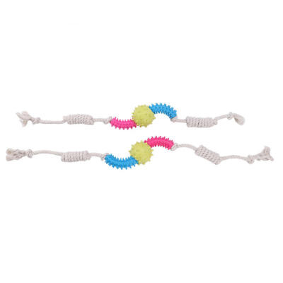 

Greensen 2Pcs Pet Dog Puppy Cotton Braided Rope With PVC Ball Chew Cleaning Teeth Knot Toy