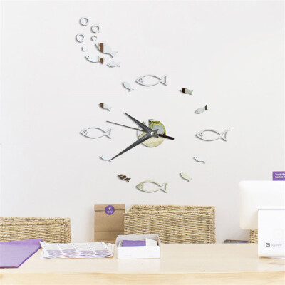 

Gobestart 3D Small Fish Bubble Stereo Acrylic Mirror Wall Clock Home Decoration Wall Clock