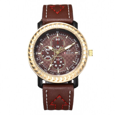

New large dial mens business casual watch fake three-eye sports quartz watch mens generation