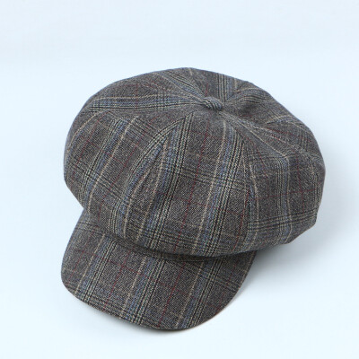 

19 new Cap female Korean version of England retro Plaid Octagon Hat ladies autumn casual painter Hat berets