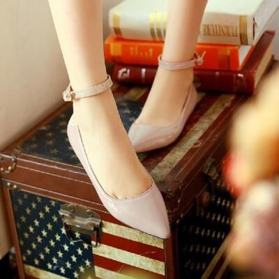 

New Fashion Summer Women Flat Shoes Pointed Toe Pin Buckle Solid Color Flats Point Shoes