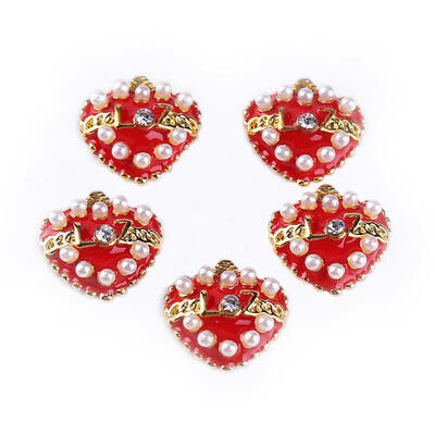 

5pcs Romantic Rhinestones Love Heart Nail Art Charms DIY Valentine Manicure