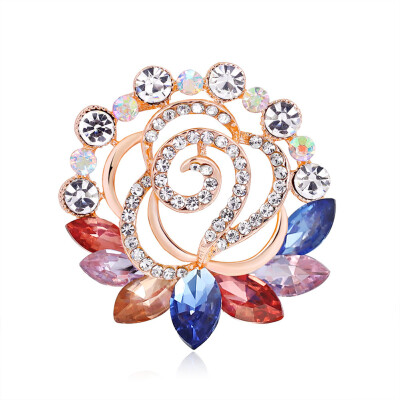 

Delicated Elegant Crystal Flower Brooch Rhinestone Scarf Cloth Accessories Pin Silk Scarf Buckle Clip Fashion Jewelry