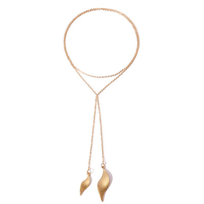 

Excellent New Gold Color Leaf Design Pendant Necklace For Women Sweater Chain
