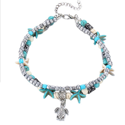 

Double Bracelet Casual Charm Bracelet With Conch Starfish SeaStar Beach Turtle Pendant